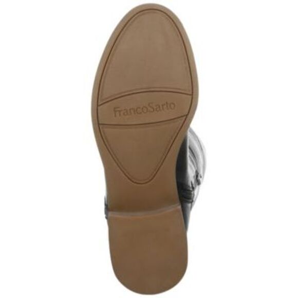 FRANCO SARTO Womens Black Haleen Round Toe Block Heel Leather Heeled Boots 7.5 M - Picture 4 of 4